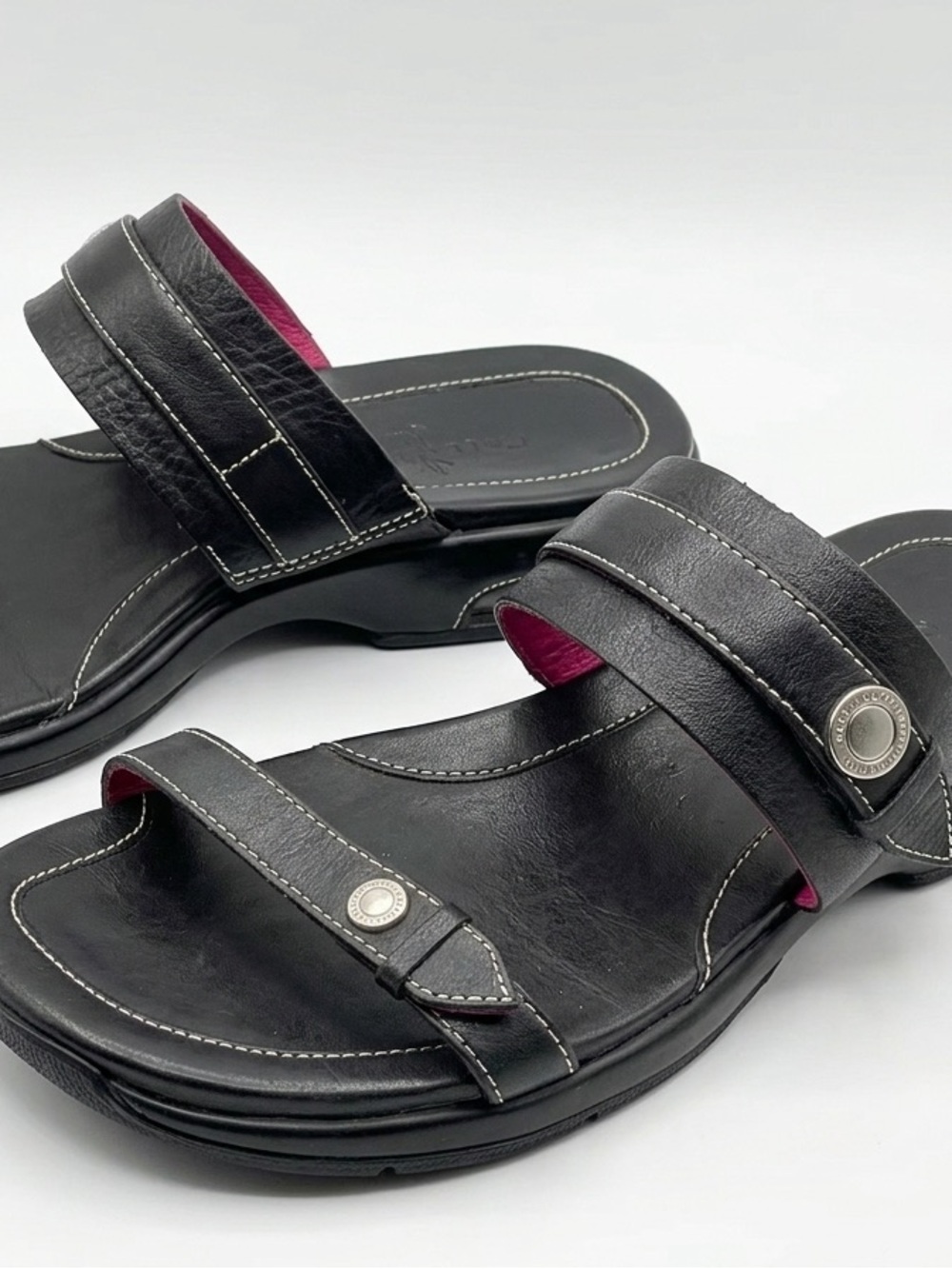 Cole Haan + Nike Air Sole Black Leather Slides Size 6.5 Like New